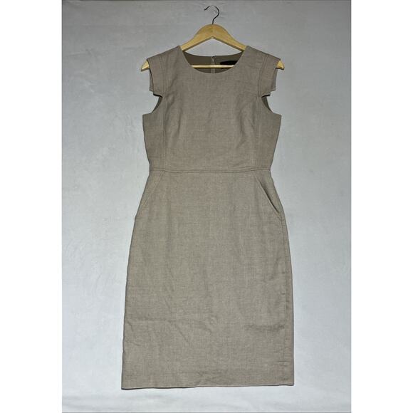 J Crew Resume Dress in Stretch Linen Blend Size 4 Natural Tan Career Work Office - Picture 1 of 12